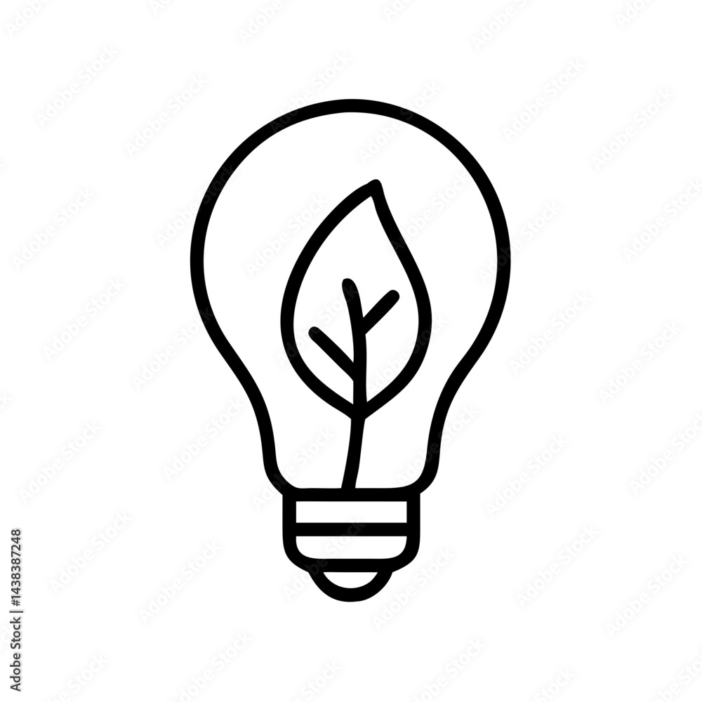 Light bulb with leaf inside symbolizing eco-friendly energy Light bulb with leaf inside symbolizing eco-friendly energy