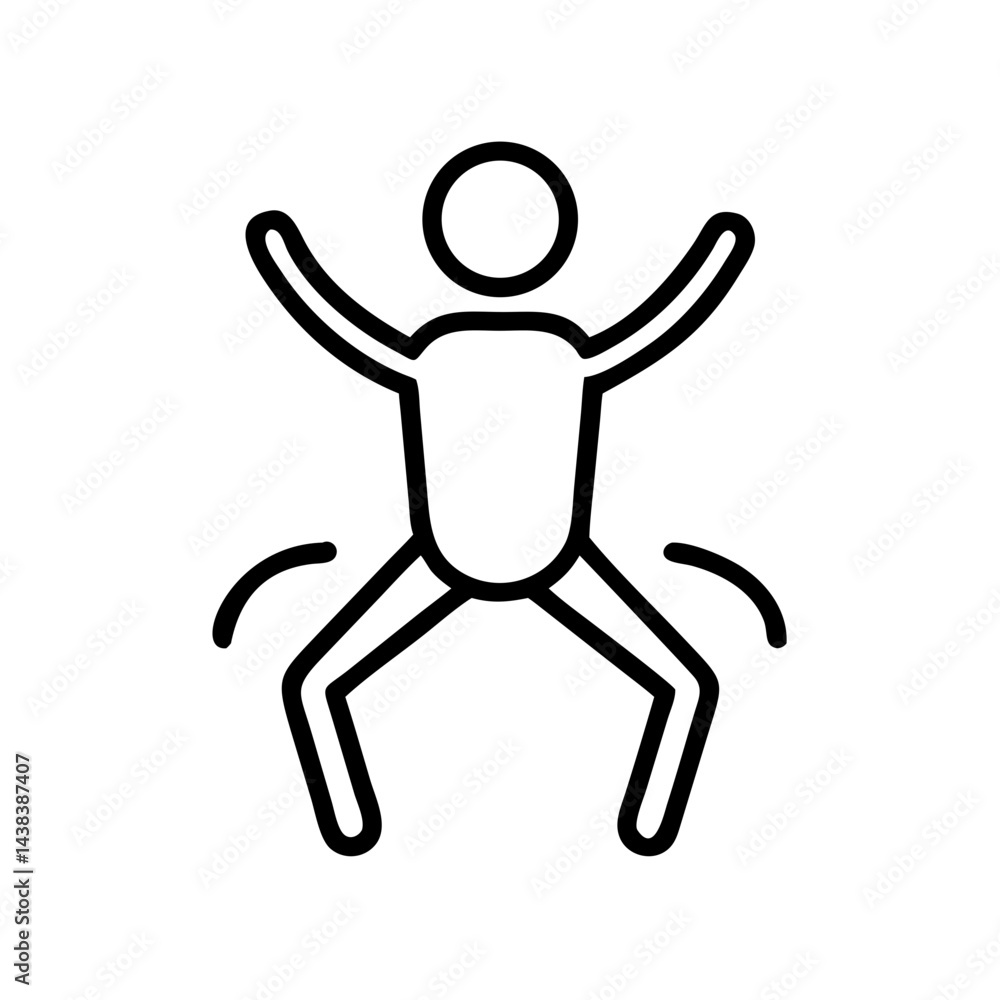 Happy stick figure celebrating with arms raised Happy stick figure celebrating with arms raised