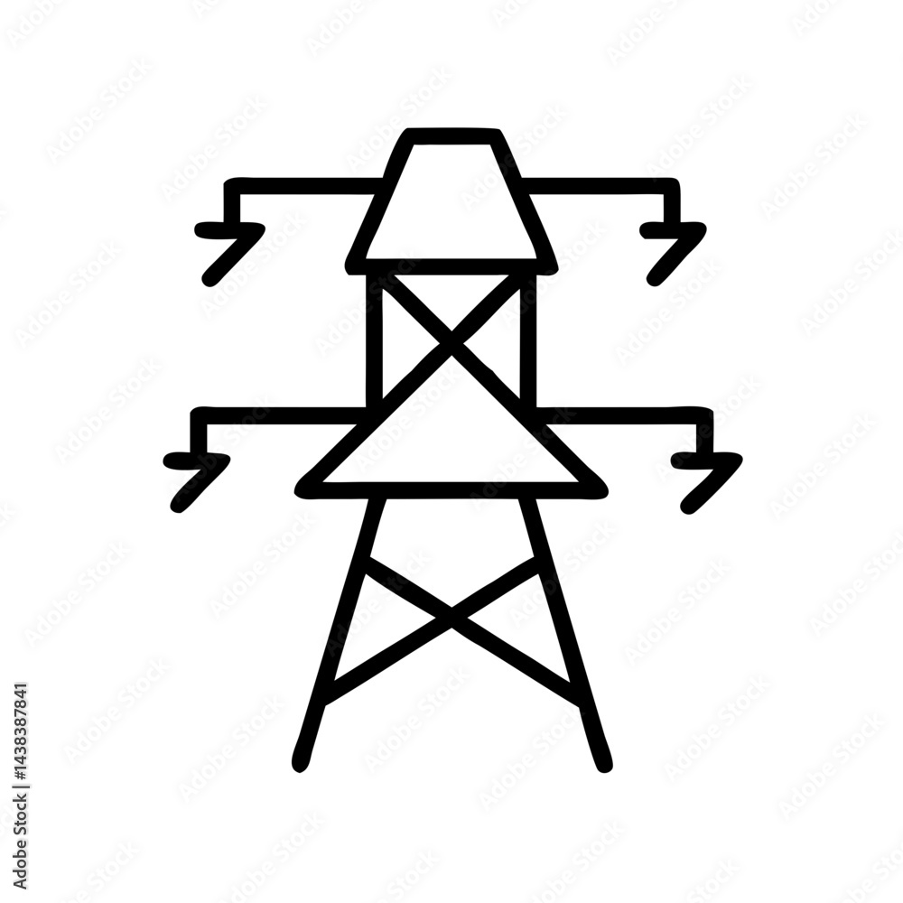 Power transmission tower outline with arrows Power transmission tower outline with arrows