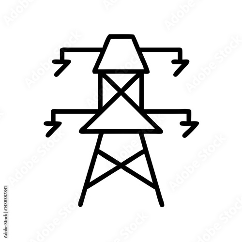 Power transmission tower outline with arrows