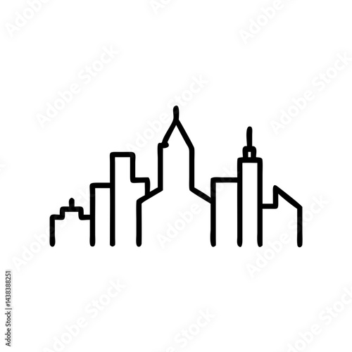 City skyline silhouette on white background