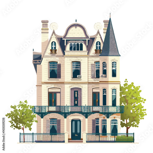 A cute house model of Millennium Mansion house vector