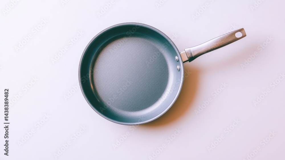 Non-Stick Cooking Pan on a Light Background for Kitchen Use Non-Stick Cooking Pan on a Light Background for Kitchen Use