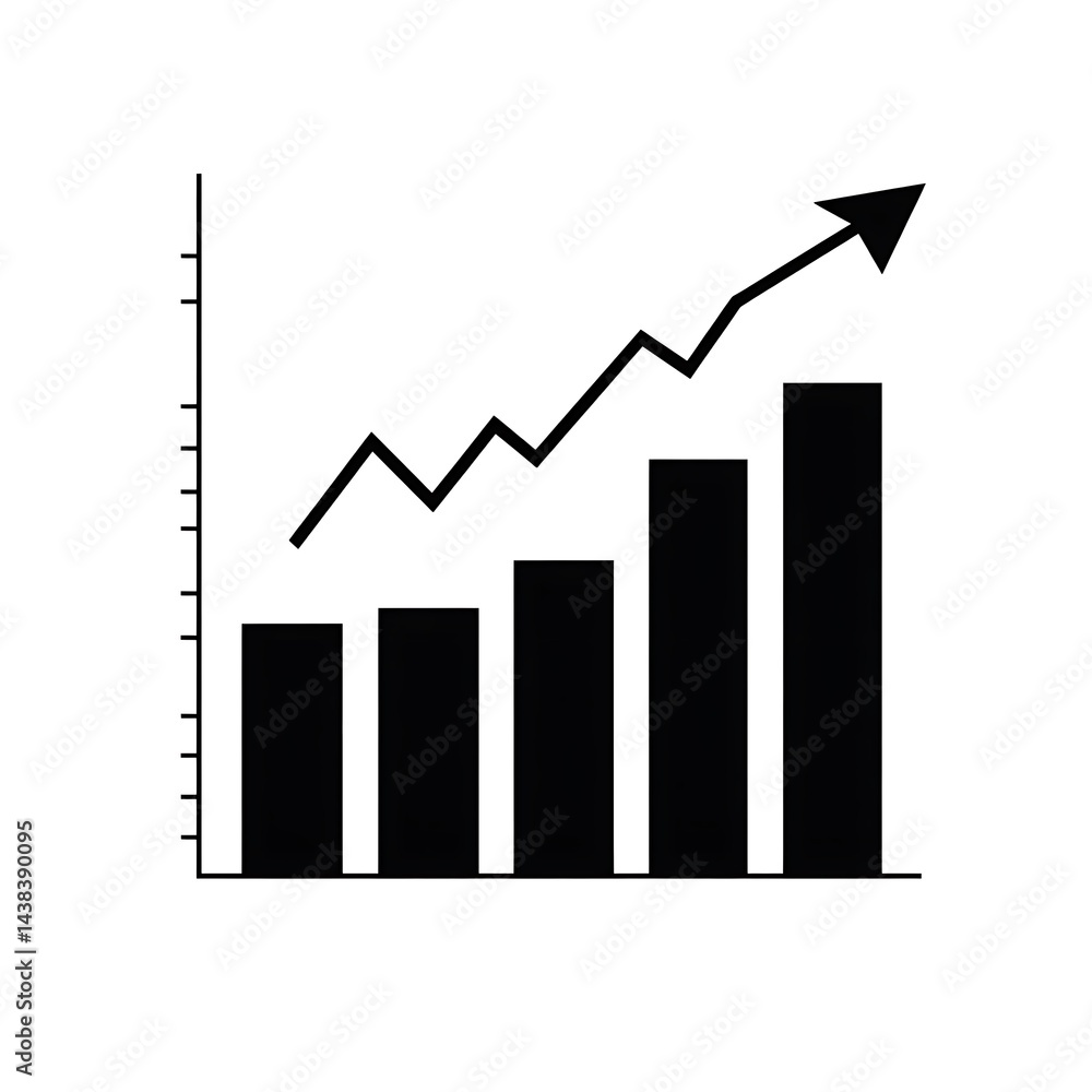 Ascending Bar Graph: Charting Positive Development and Progress, Representing Growth and Upward Trends with an Arrow.