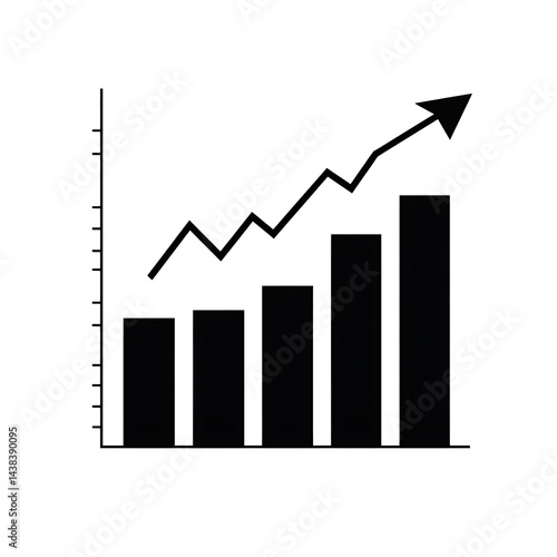 Obraz na płótnie Ascending Bar Graph: Charting Positive Development and Progress, Representing Growth and Upward Trends with an Arrow. w salonie