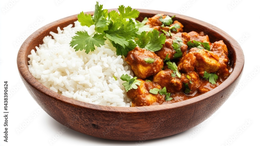 Delicious Chicken Curry with White Rice and Fresh Coriander Garnish Delicious Chicken Curry with White Rice and Fresh Coriander Garnish