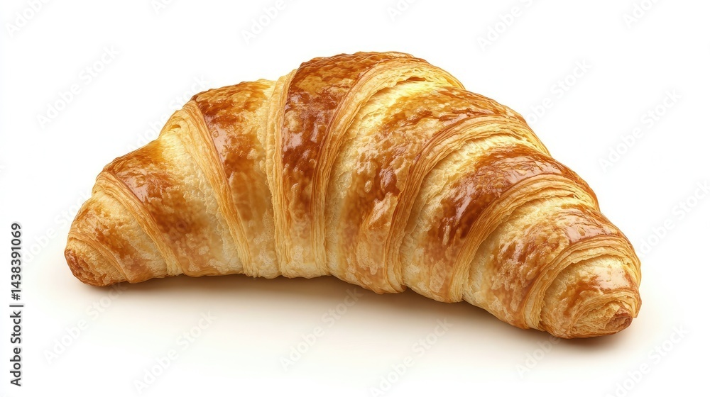 Freshly Baked Golden Croissant on a White Background Freshly Baked Golden Croissant on a White Background