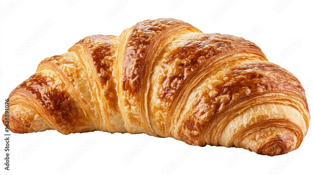 Fresh Golden Butter Croissant on Isolated White Background Fresh Golden Butter Croissant on Isolated White Background