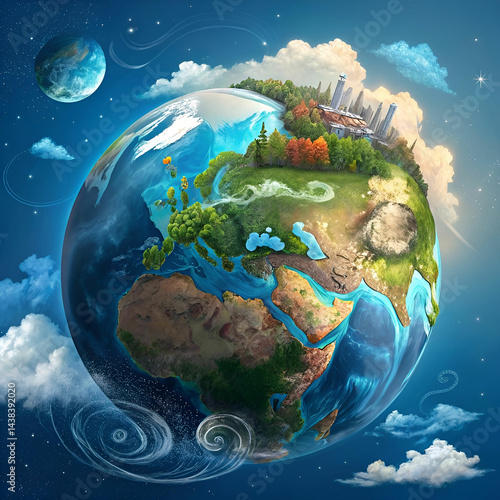 digital art with planet earth