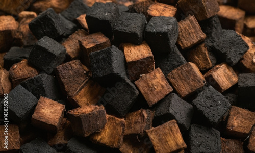 Wallpaper Mural A pile of chopped wood sitting on a wooden table, great for rustic or outdoor themed images Torontodigital.ca