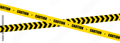 Warning tape with yellow and black diagonal stripes. Yellow and black caution tape border. Long danger ribbon. Warn stop seamless line.
