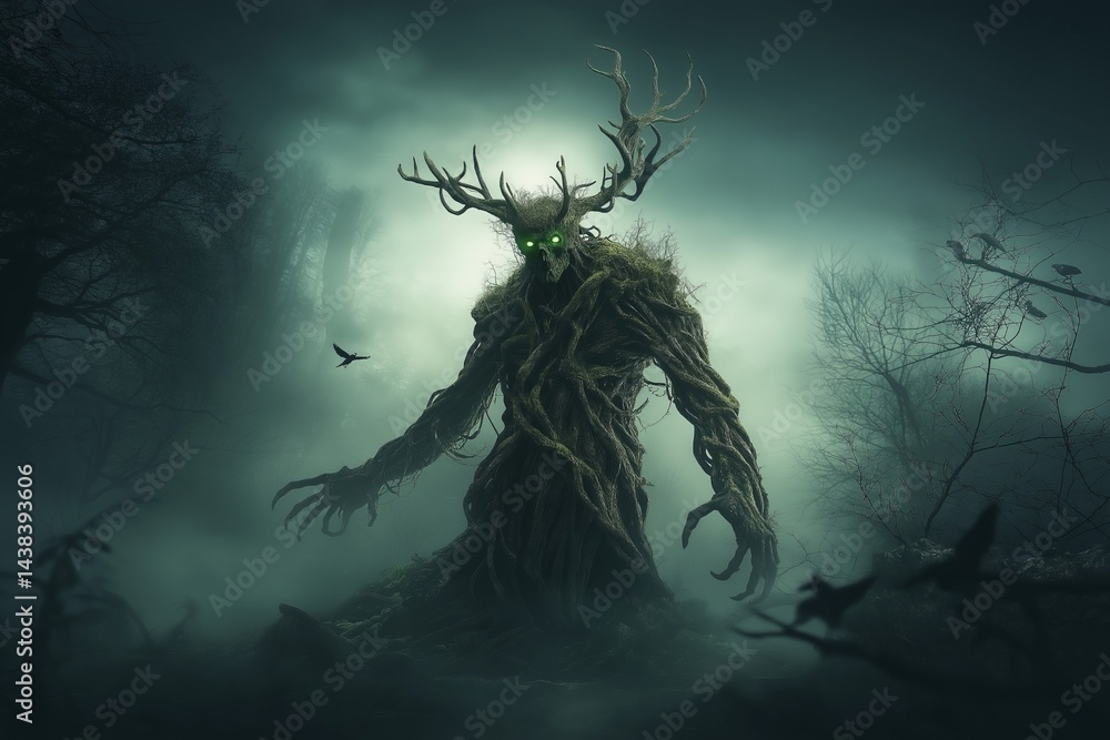 Terrifying tree monster in mist