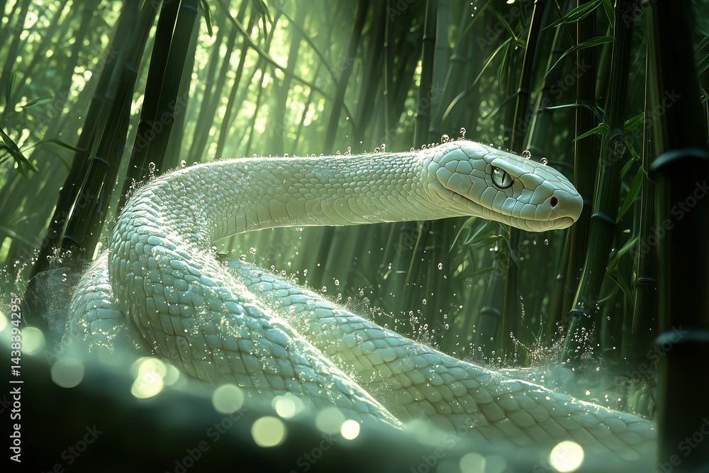 White snake in bamboo forest