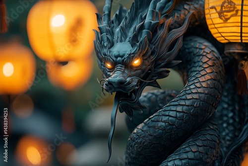 Dragon guardian with glowing eyes