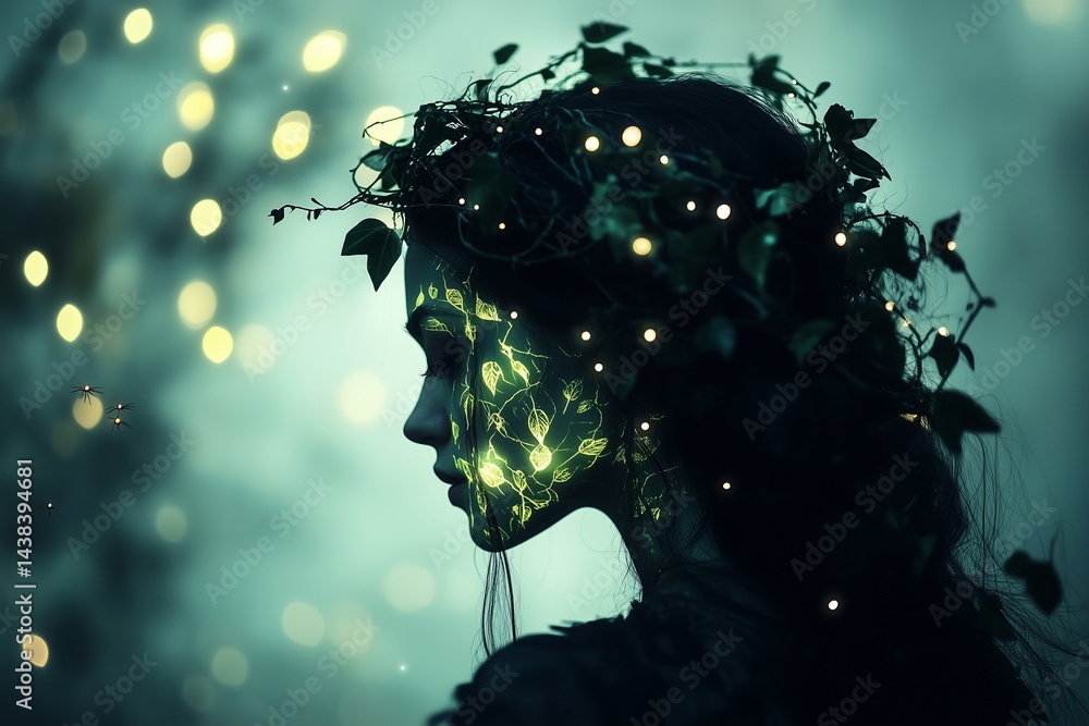 Mystical dryad creature in forest