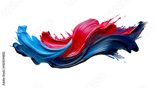 Red and blue paint splashes on white Background 