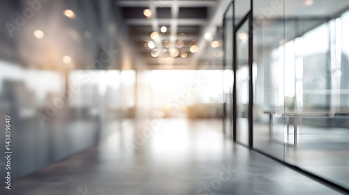 Wallpaper Mural Blurred office interior with glass door modern workspace business environment soft lighting Torontodigital.ca
