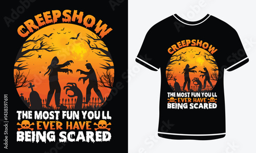 Creep show halloween t shirt design T Shirt Design, Halloween day, Graphic t shirt, Spooky text t- shirt design, Stay Spooky T-Shirt, Funny Halloween t shirt, Free Vector,
