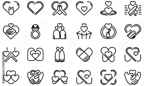 Family Day Icons Set | International Day of Families Line Art Collection, vector illustration.