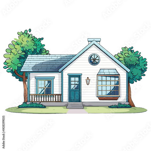 A cute house model of Ranch house vector illustration