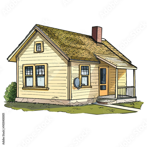 A cute house model of Ranch house vector illustration