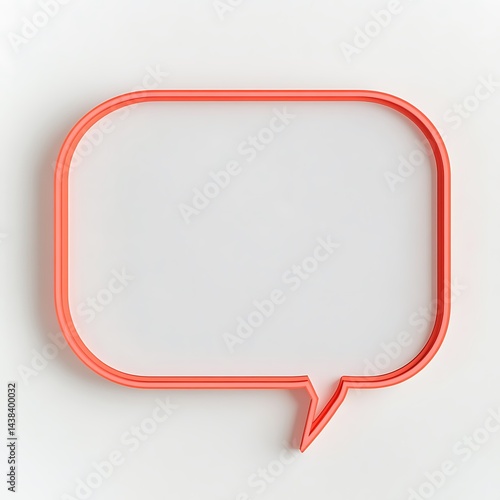 Obraz na płótnie Blank Red Speech Bubble Frame Isolated on White Background for Message, Communication, and Conceptual Design. w salonie