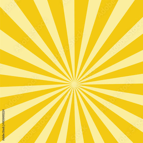 Sun rays Retro vintage style on yellow background, Sunburst Pattern Background.