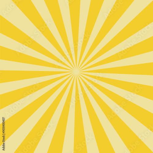Sun rays Retro vintage style on yellow background, Sunburst Pattern Background.