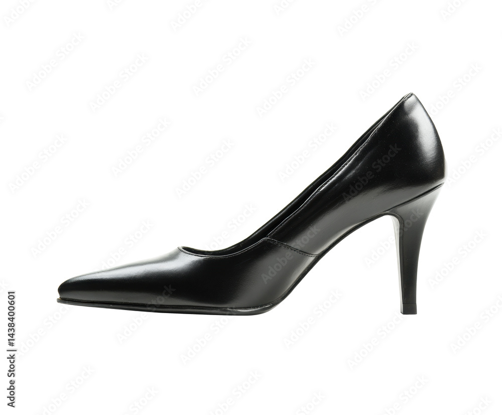 Obraz premium Elegant black high heel shoes for formal occasions and events on a transparent background, cut out