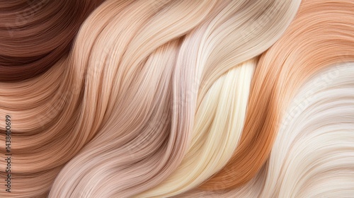 A close-up image of a variety of hair colors, including brown, blonde, and white, arranged in a swirling pattern.