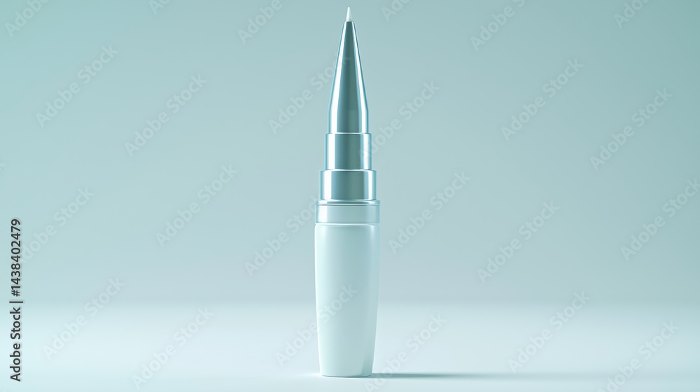 Minimalistic white concealer tube with silver cap white background Minimalistic white concealer tube with silver cap white background