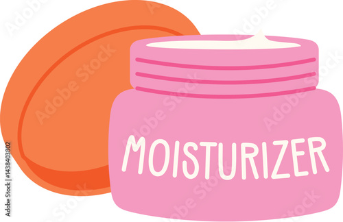 pink opened moisturizer jar flat design vector
