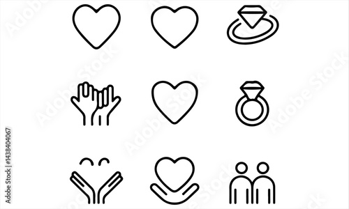 Family Day Icons Set | International Day of Families Line Art Collection, vector illustration.