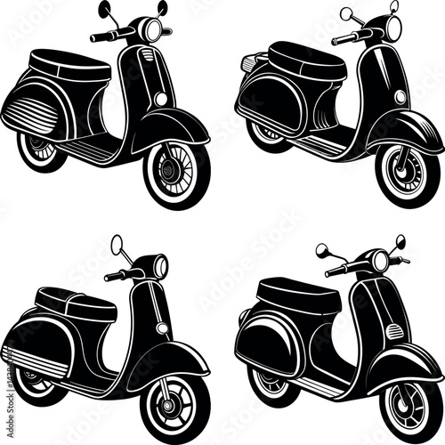 retro scooter vector silhouette