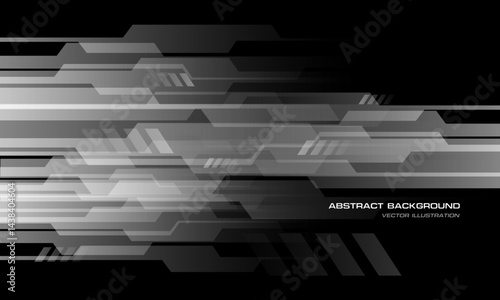 Abstract white grey cyber technology futuristic geometric on black design modern bakcground vector