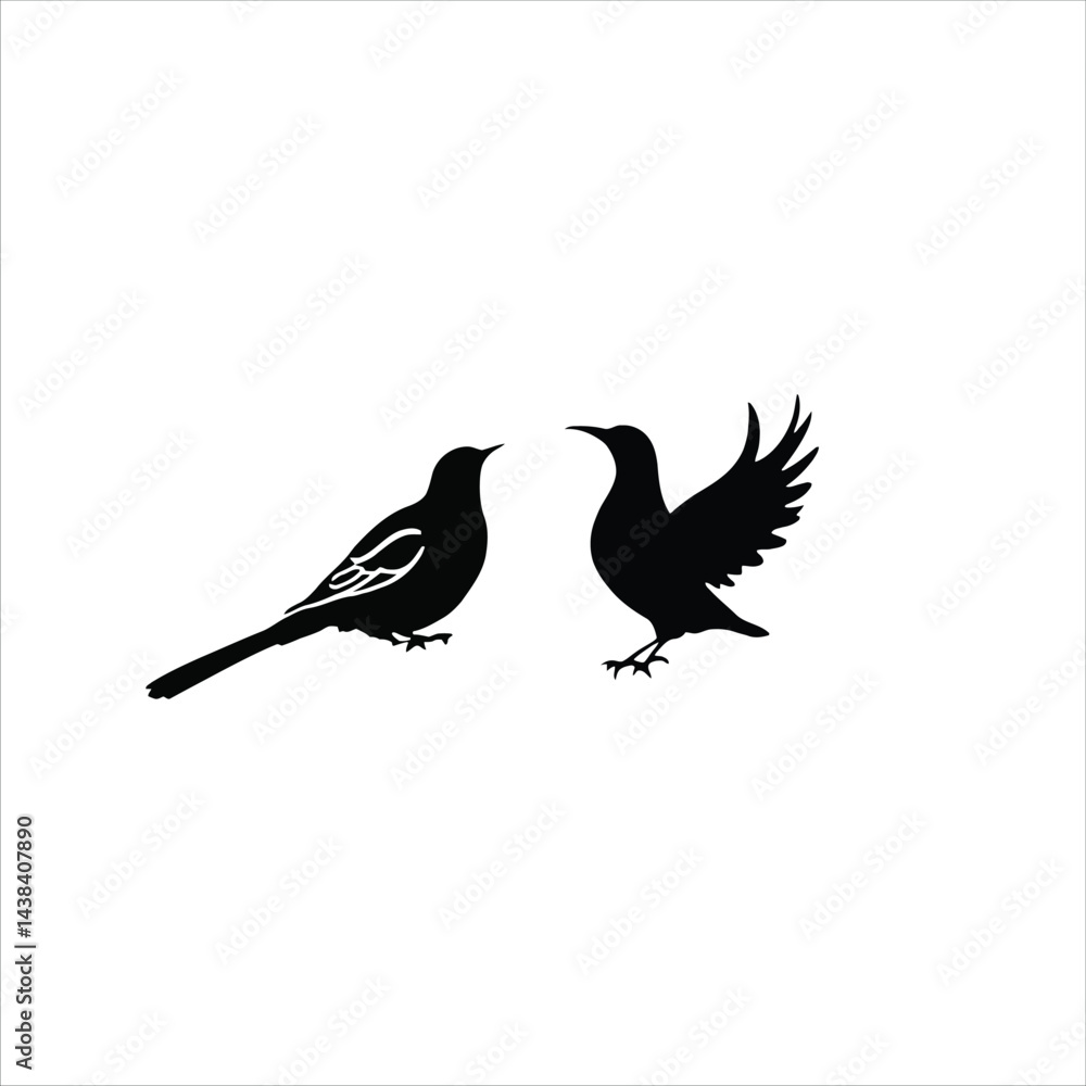 Naklejka premium Abstract Vector Logo Icon Illustration - Graceful Bird Silhouette Facing Each Other