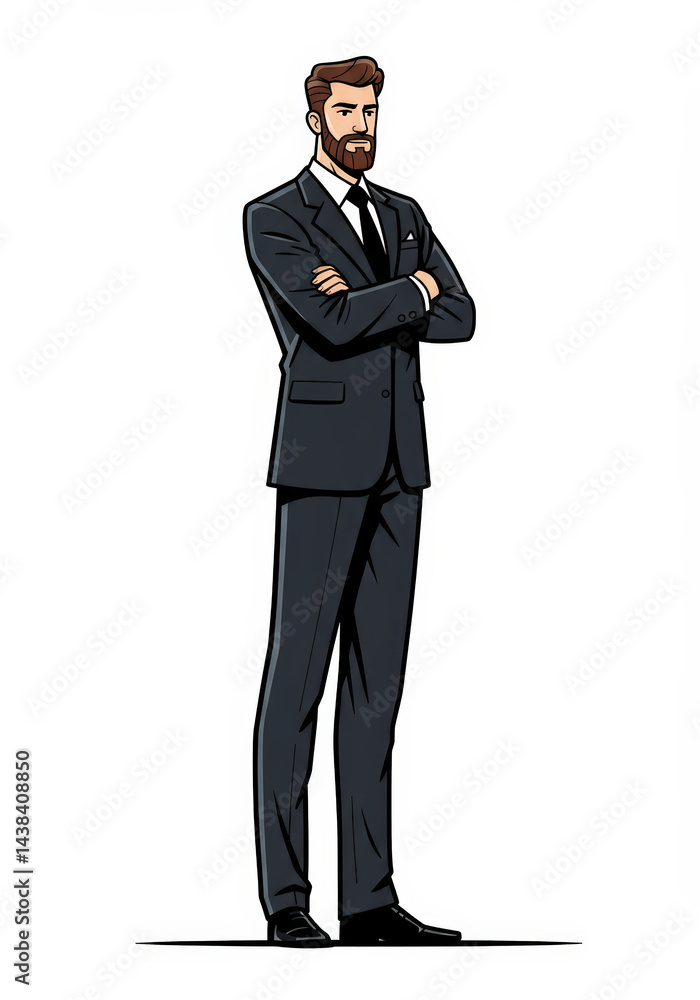 Obraz premium Stylized illustration of a Businessman posing over isolated on a white