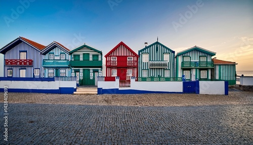 costa nova portugal is adorned with vibrant striped houses known as palheiros featuring delightful red blue and green stripes