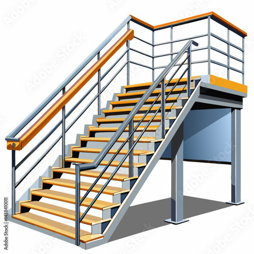 Industrial Steel Staircase Isolated