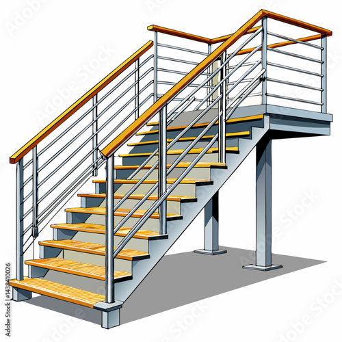 Industrial Steel Staircase Isolated