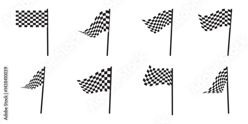 Racing flag icons set. Finish flag. Vector illustration