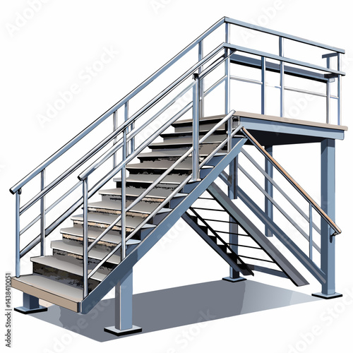 Industrial Steel Staircase Isolated