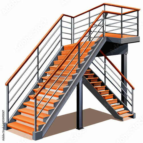 Industrial Steel Staircase Isolated