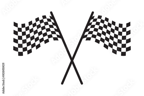 two crossed checkered Flag NASCAR Racing flag silhouette ,Racing start and finish checkered flag . 