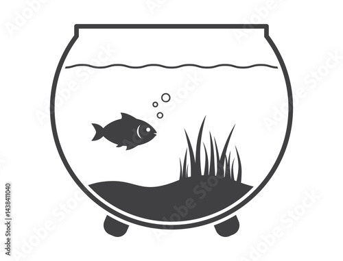 fish swim in aquarium icon