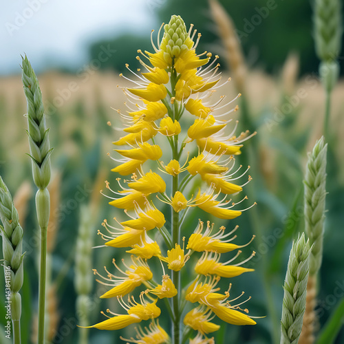 Radiant yellow bursts forth, a vibrant spectacle amidst the green 