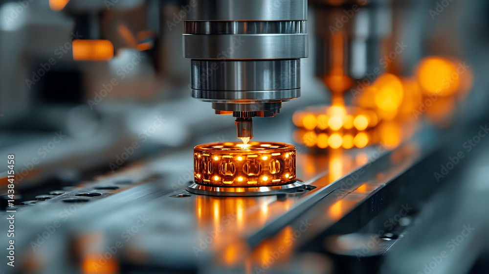 Automated manufacturing process close up Automated manufacturing process close up