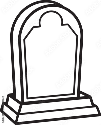 headstone line art, black outline, vector and illustration, coloring book page line art drawing