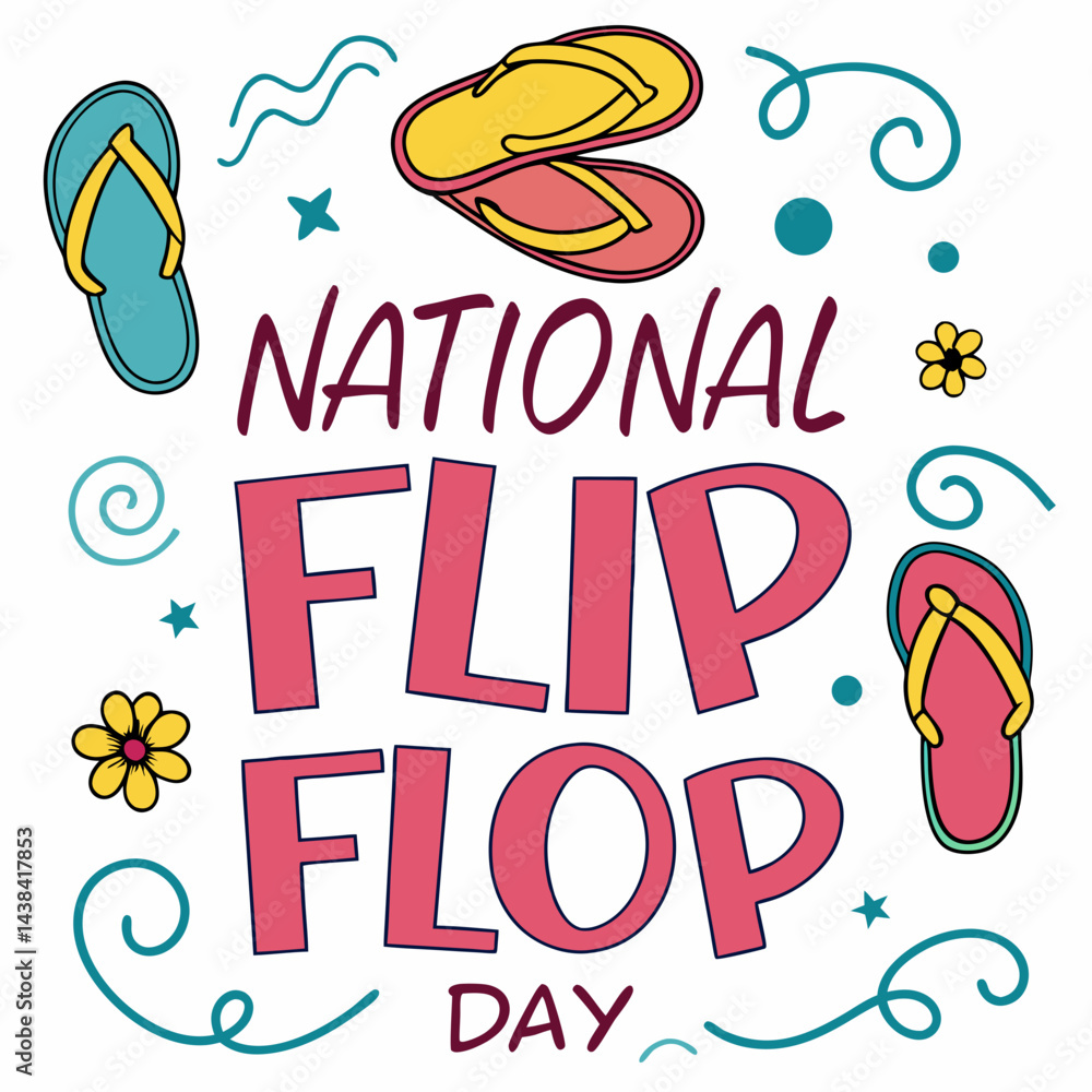 Fototapeta premium NATIONAL FLIP FLOP DAY vector illustration