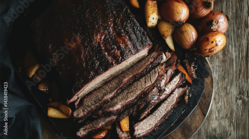 High-Quality Smoked Brisket Close-Up.